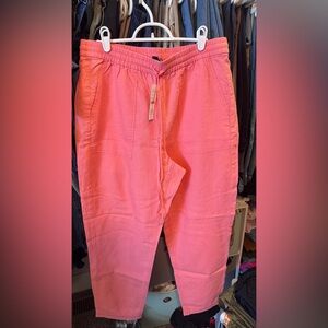 J Crew Coral Pink Linen Casual Ankle Pants - Medium